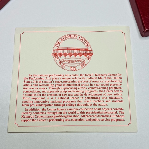 The Kennedy Center Gold Tone Finish Brass Holiday Ornament Red Ribbon - Picture 5 of 6